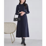 ネイビー | ボウタイポケットニットワンピース ワンピース ニット | Pierrot