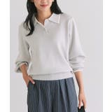 グレー×オフホワイト | スカラップポロニット ニット 着心地 | Pierrot