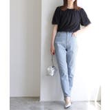 サックス | 接触冷感ストレッチスリムテーパードデニム デニム 接触冷感 | Pierrot