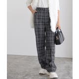 チェック | カシミヤタッチセミルーズストレートパンツ パンツ カシミヤタッチ | Pierrot
