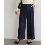 ダークネイビー | カット起毛ピンタックワイドパンツ ワイドパンツ カット起毛 | Pierrot