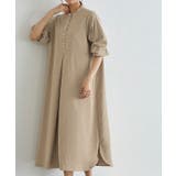 ベージュ | パールボタンフレアワンピース ワンピース ワンピ | Pierrot