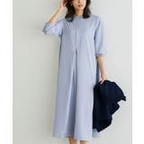 グレイッシュブルー | パールボタンフレアワンピース ワンピース ワンピ | Pierrot