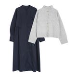 杢グレー×ネイビー | ニットカーディガンワンピースセット セットアップ ワンピース | Pierrot