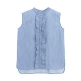 サックス | シャンブレーフリルノースリーブブラウス ブラウス フリル | Pierrot