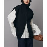 ブラック | ダブルジップハイネックニットベスト ニット ベスト | Pierrot