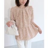 ピンクベージュ | ジャカードギャザーフレアブラウス ブラウス ジャカード | Pierrot