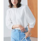 オフホワイト | フロッキードットチュールパフブラウス ブラウス ドット | Pierrot