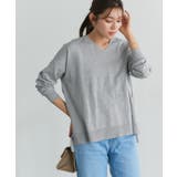 杢グレー | ネックが選べるコットンミックスオーバーニット ニット 綿混 | Pierrot