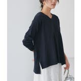 ネイビー | ネックが選べるコットンミックスオーバーニット ニット 綿混 | Pierrot