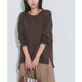 ブラウン | ネックが選べるコットンミックスオーバーニット ニット 綿混 | Pierrot