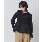 ブラック | バルーン切り替えカットソー カットソー タフタ素材 | Pierrot