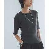 杢スミクロ | [RASW]ビスコース半袖リブニット ニット 半袖 | Pierrot