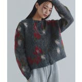 ダークチャコール | 2way花柄シャギーニットカーディガン カーディガン ニット | Pierrot