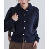 ネイビー | ビジューボタンポロニット ニット ビジュー | Pierrot