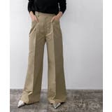 ベージュ | [RASW]エステルツイルハイウエストワイドパンツ ハイウエスト チノ | Pierrot