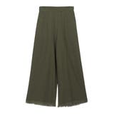 リネン/カーキ | フリンジヘムパンツ パンツ ボトムス ワイド ロング フリンジヘム デニム | Pierrot