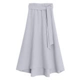 杢グレー | リネンライクベルト付フレアスカート スカート フレア | Pierrot