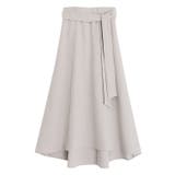 杢ベージュ | リネンライクベルト付フレアスカート スカート フレア | Pierrot