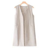 アイボリー | ノーカラージレ ジレ ロング | Pierrot