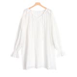 オフホワイト | コットンボイル楊柳ギャザーブラウス ブラウス 楊柳素材 | Pierrot