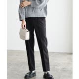 ブラック | カット起毛ピンタックテーパードパンツ パンツ ストレートパンツ レーヨン | Pierrot