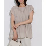 グレージュ | 【機能インナー付き】ウエストシャーリングシフォンブラウス ブラウス ドッキング | Pierrot