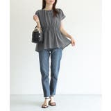 【機能インナー付き】ウエストシャーリングシフォンブラウス ブラウス ドッキング | Pierrot | 詳細画像28 