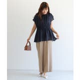 【機能インナー付き】ウエストシャーリングシフォンブラウス ブラウス ドッキング | Pierrot | 詳細画像30 