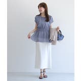 【機能インナー付き】ウエストシャーリングシフォンブラウス ブラウス ドッキング | Pierrot | 詳細画像32 