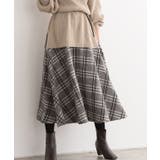 ブラウン | ウールタッチチェックフレアスカート スカート フレアスカート チェックスカート | Pierrot