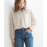 アイボリー | マットサテンギャザーブラウス シャツ ブラウス 長袖 夏 サテン エアリー | Pierrot