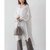 オフホワイト | ヘンリーネックチュニックシャツワンピース ワンピース シャツワンピース シャツ | Pierrot