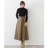 ベージュ | ラップ風チノ素材スカート フレアスカート ロング丈 ロングスカート | Pierrot