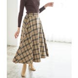 ベージュ | ウールタッチチェックフレアスカート スカート フレアスカート チェックスカート | Pierrot