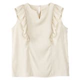 ライトベージュ | ショルダーフリルキーネックブラウス ブラウス フリル | Pierrot