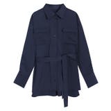 ネイビー | ベルト付きシャツ シャツ ベルト | Pierrot