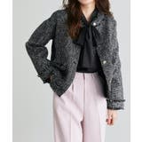 ネイビー | フリンジツイードジャケット ジャケット ラメ | Pierrot