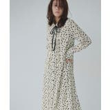 花柄/アイボリー×ブラック | 選べる柄配色リボンピンタックワンピース ワンピース リボン | Pierrot