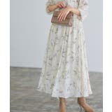 アイボリー | 花柄ギャザーフレアスカート スカート フレア | Pierrot