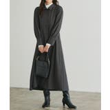 チャコール | 襟付きクルミボタンフレアワンピース クルミボタン ワンピース | Pierrot