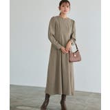 グレージュ | ウエストタックキーネックワンピース タック キーネック | Pierrot