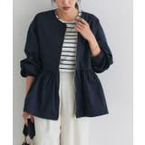 ネイビー | ヘムフレアノーカラーブルゾン ブルゾン ヘムフレア | Pierrot