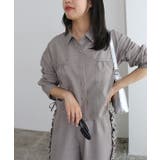 杢グレージュ | [ECLAM]サイドドロストクロップドシャツ シャツ ドロストデザイン | Pierrot