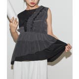 ブラック×グレー | [ECLAM]チュールデザインプルオーバー カットソー チュールデザイン | Pierrot