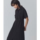 ブラック | ウエストドロストシャツワンピース シャツワンピース 比翼仕立て | Pierrot