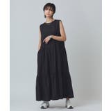 ブラック | タックスリーブティアードワンピース ワンピース ノースリーブ | Pierrot