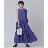 ロイヤルブルー | タックスリーブティアードワンピース ワンピース ノースリーブ | Pierrot