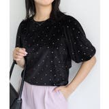 ブラック | ラメドットベロアトップス ラメ ベロア | Pierrot