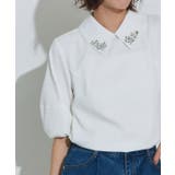 オフホワイト | ビジュー付き構築袖ブラウス ブラウス ビジュー | Pierrot